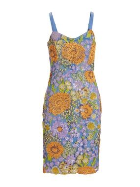 Boston Proper Floral Sequin Sheath Dress Purple Multi Size 6 Great Condition